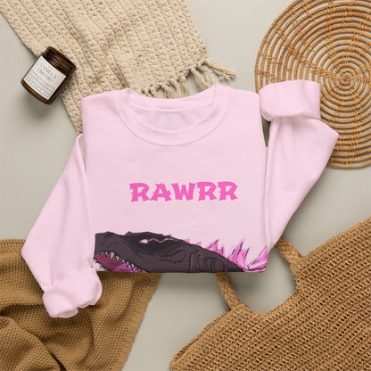 Godzilla 'RAWRR' Graphic Sweatshirt – Pink Neon Monster Crewneck