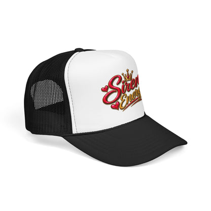 Siren Energy Trucker Hat — Glitter Script Crown Design