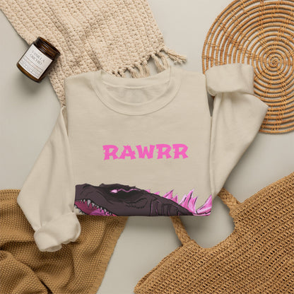 Godzilla 'RAWRR' Graphic Sweatshirt – Pink Neon Monster Crewneck