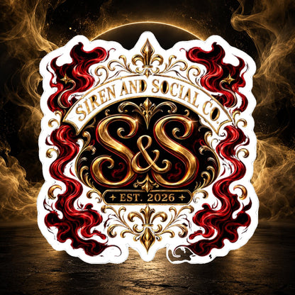 Siren & Social Co. Gold Crest Kiss-Cut Sticker  Logo (Est. 2026)