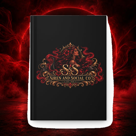 Siren & Social Co. Hardcover Journal — Lined Matte Notebook with Elegant Red Siren Crest