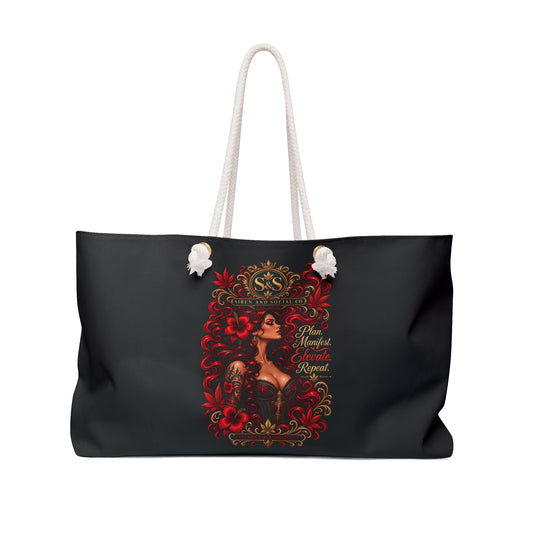 Ember Siren Weekender Bag – Red Floral Goddess Monogram Travel Tote