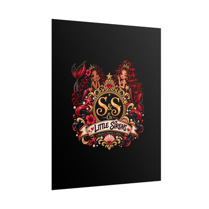 Little Sirens Rolled Poster — Vintage Mermaid Crest Wall Art