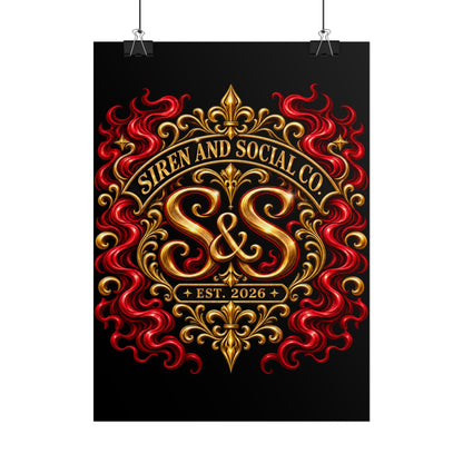 Siren and Social Co. Ornate Gold & Red Emblem Poster
