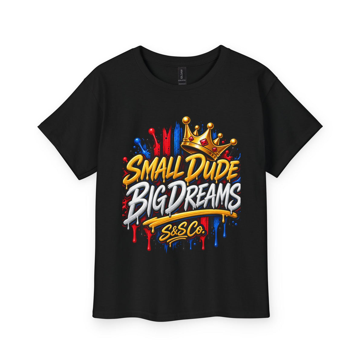 Youth Tee — "Small Dude Big Dreams" Graphic Kids T-Shirt