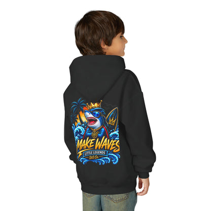 'Make Waves' Shark Surf Graphic with Crown & S&S Co Logo