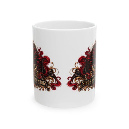 Siren Queen Ceramic Mug — Red Gothic Mermaid Coffee Cup (11oz/15oz)