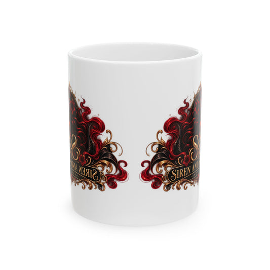 Siren Queen Ceramic Mug — Red Gothic Mermaid Coffee Cup (11oz/15oz)
