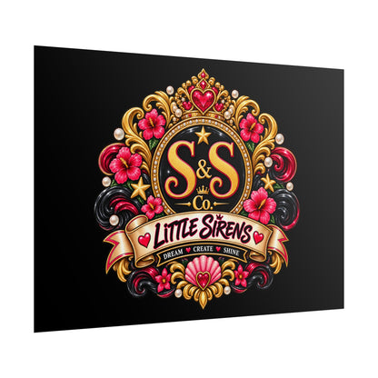 Little Sirens Rolled Poster — Vintage Mermaid Crest Wall Art