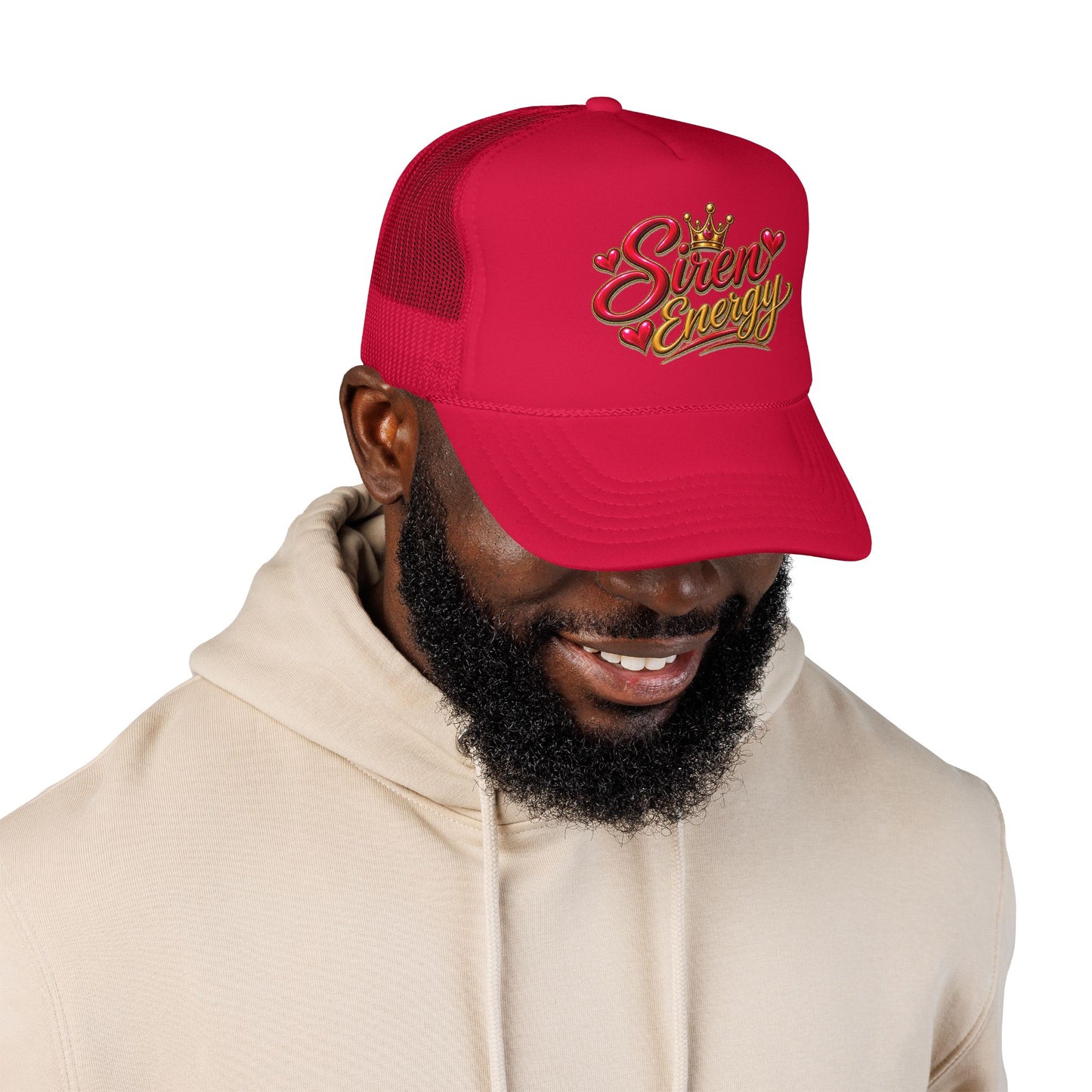Siren Energy Trucker Hat — Glitter Script Crown Design