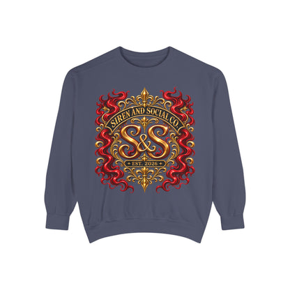 Siren & Social Co. Crewneck Sweatshirt — Vintage Gold & Red Crest