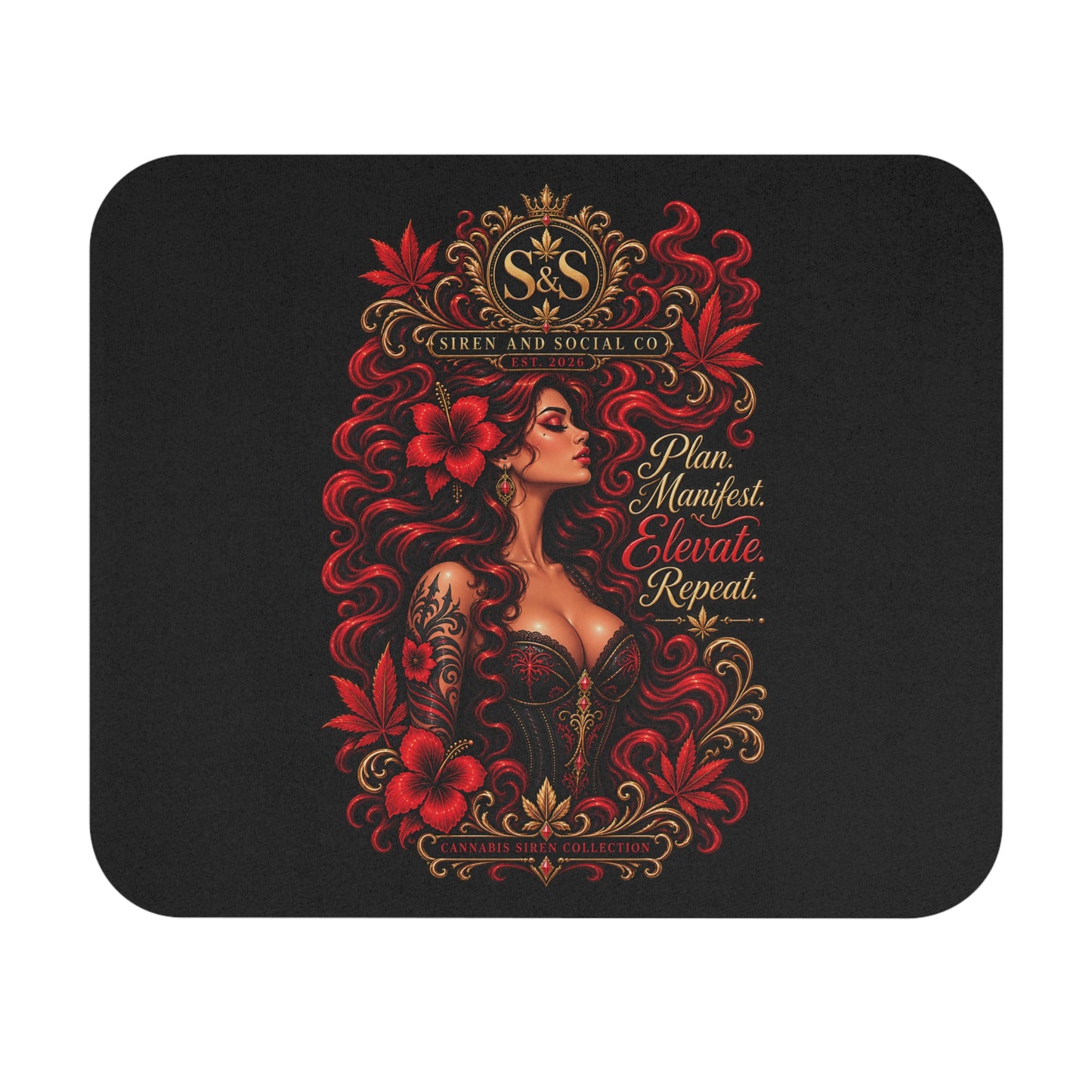 Motivational Femme Mouse Pad — “Plan. Manifest. Elevate. Repeat.”
