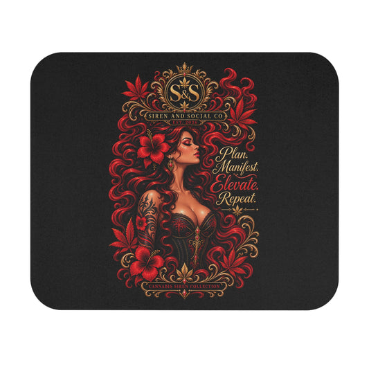 Motivational Femme Mouse Pad — “Plan. Manifest. Elevate. Repeat.”