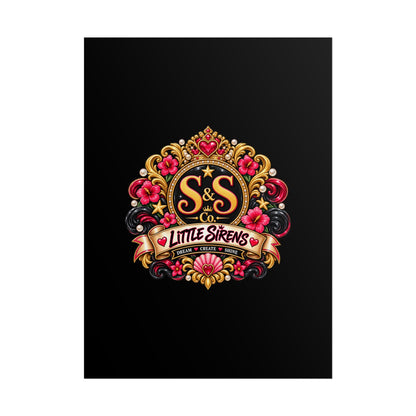 Little Sirens Rolled Poster — Vintage Mermaid Crest Wall Art