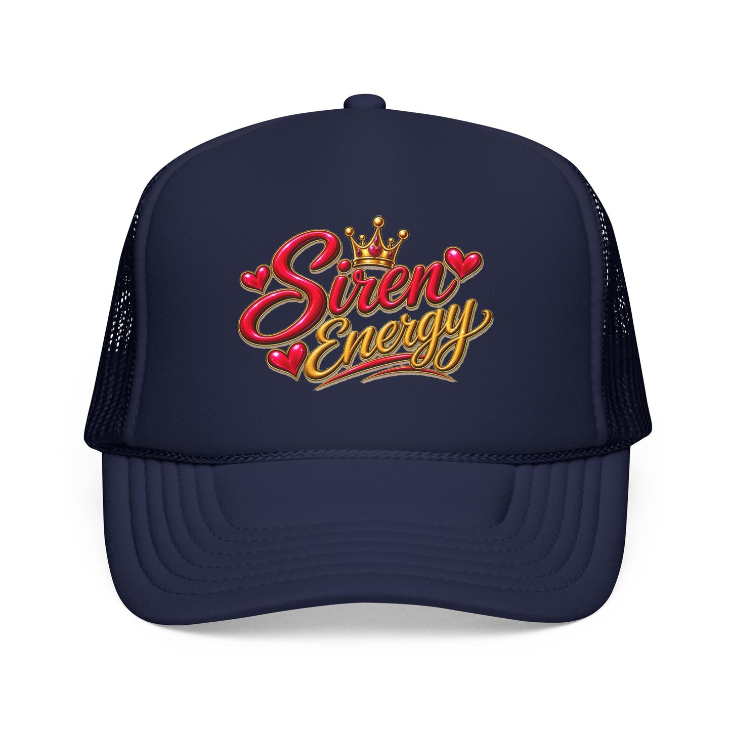 Siren Energy Trucker Hat — Glitter Script Crown Design