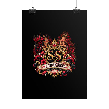Little Sirens Rolled Poster — Vintage Mermaid Crest Wall Art