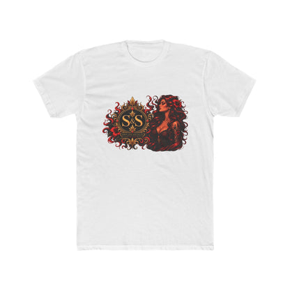 Gothic Siren Graphic Tee — Red Rose Woman Crest T‑Shirt