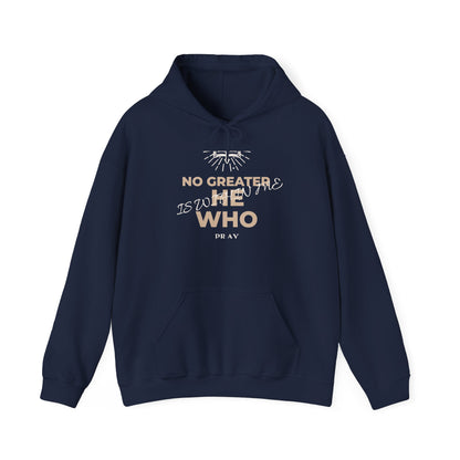 No Greater He Who Is Within Me Hoodie — Inspirational Christian Pullover