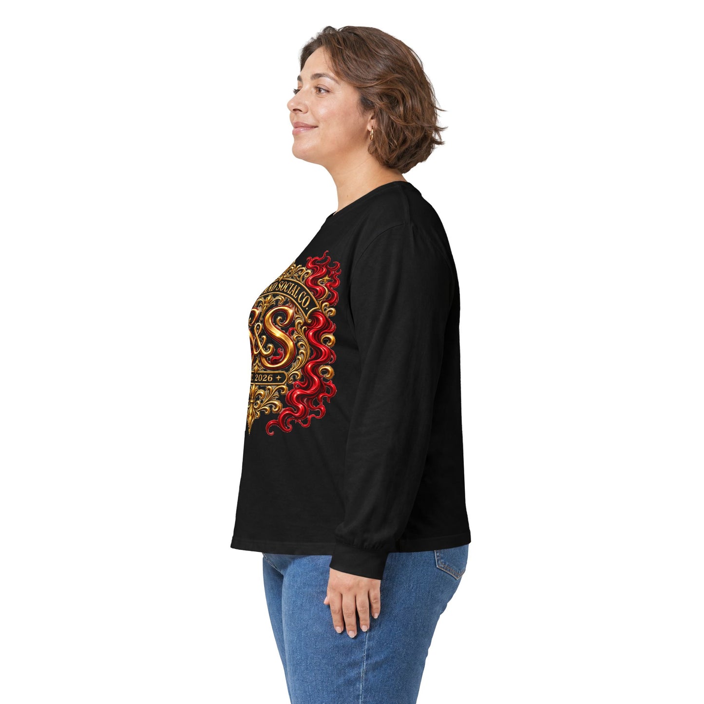 Heraldic Crest Long Sleeve Tee — 'Skin and Skull Co.' Gothic Emblem