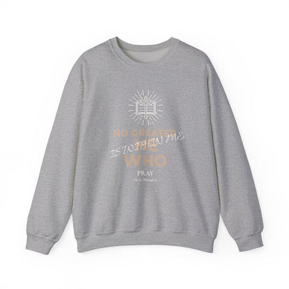 Crewneck Sweatshirt — "No Greater He Who" Inspirational Christian Quote