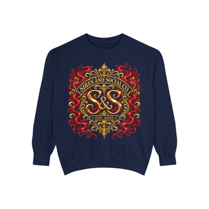 Siren & Social Co. Crewneck Sweatshirt — Vintage Gold & Red Crest
