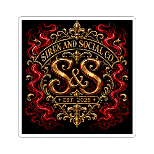 Siren & Social Co. Gold Crest Kiss-Cut Sticker  Logo (Est. 2026)