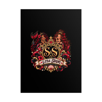 Little Sirens Rolled Poster — Vintage Mermaid Crest Wall Art