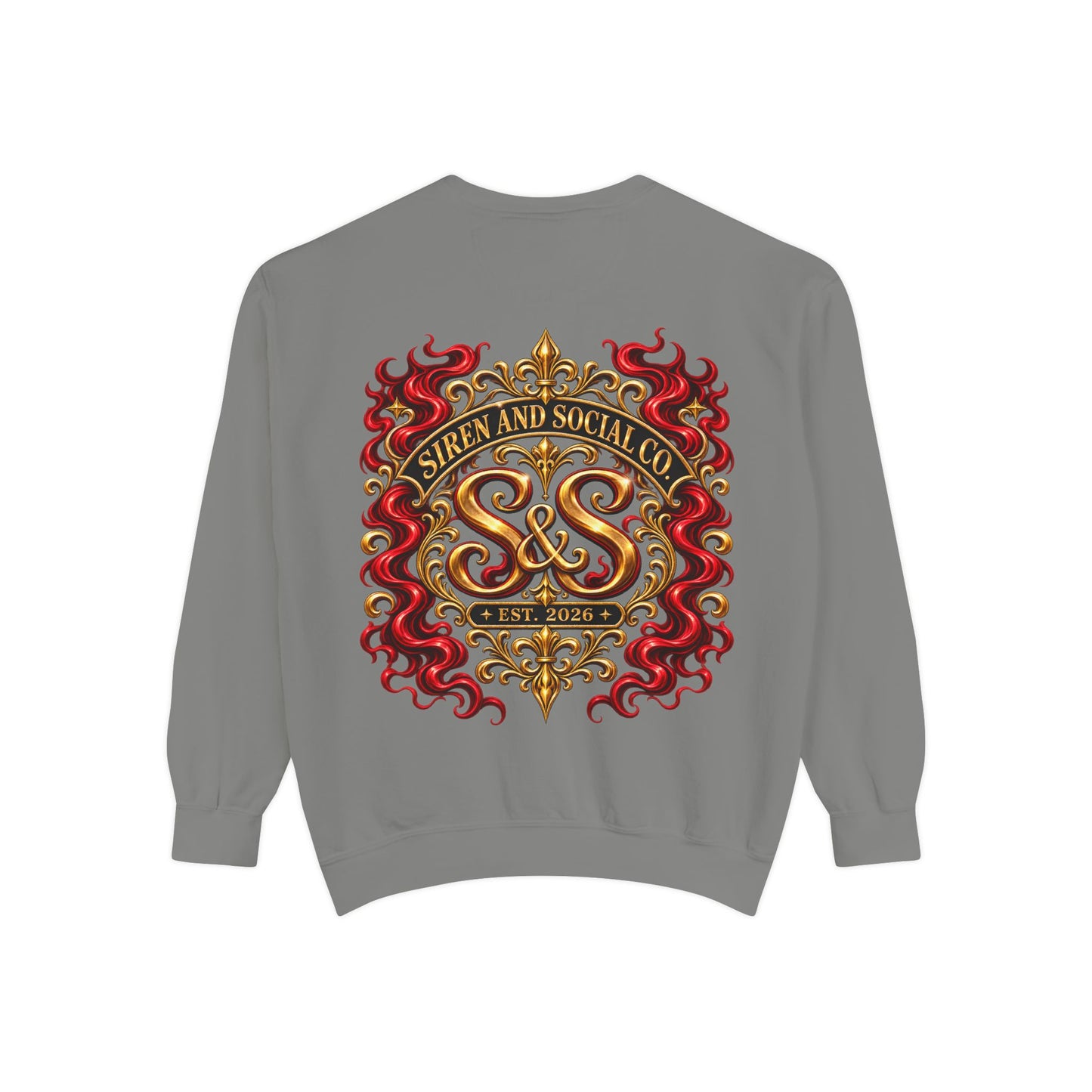 Siren & Social Co. Crewneck Sweatshirt — Vintage Gold & Red Crest