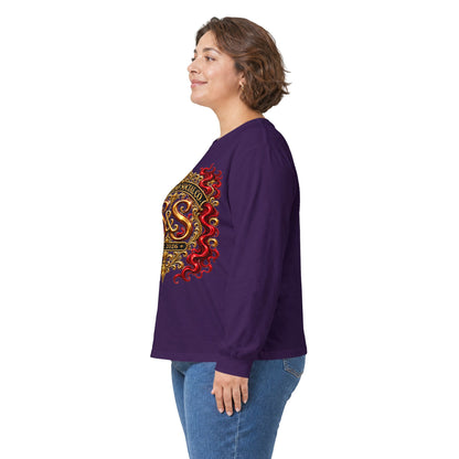 Heraldic Crest Long Sleeve Tee — 'Skin and Skull Co.' Gothic Emblem