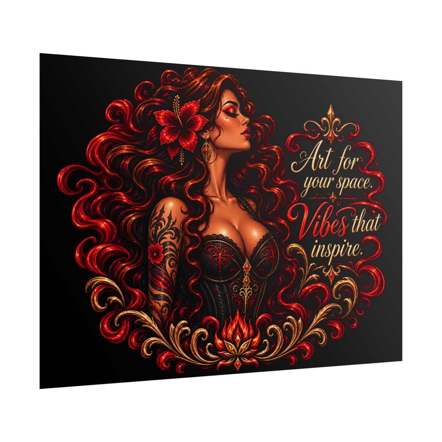 Rolled Poster — "Art for Your Space, Vibes That Inspire" Floral Red Femme Art Print