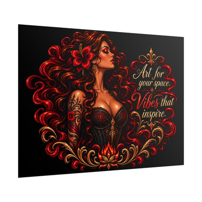 Rolled Poster — "Art for Your Space, Vibes That Inspire" Floral Red Femme Art Print