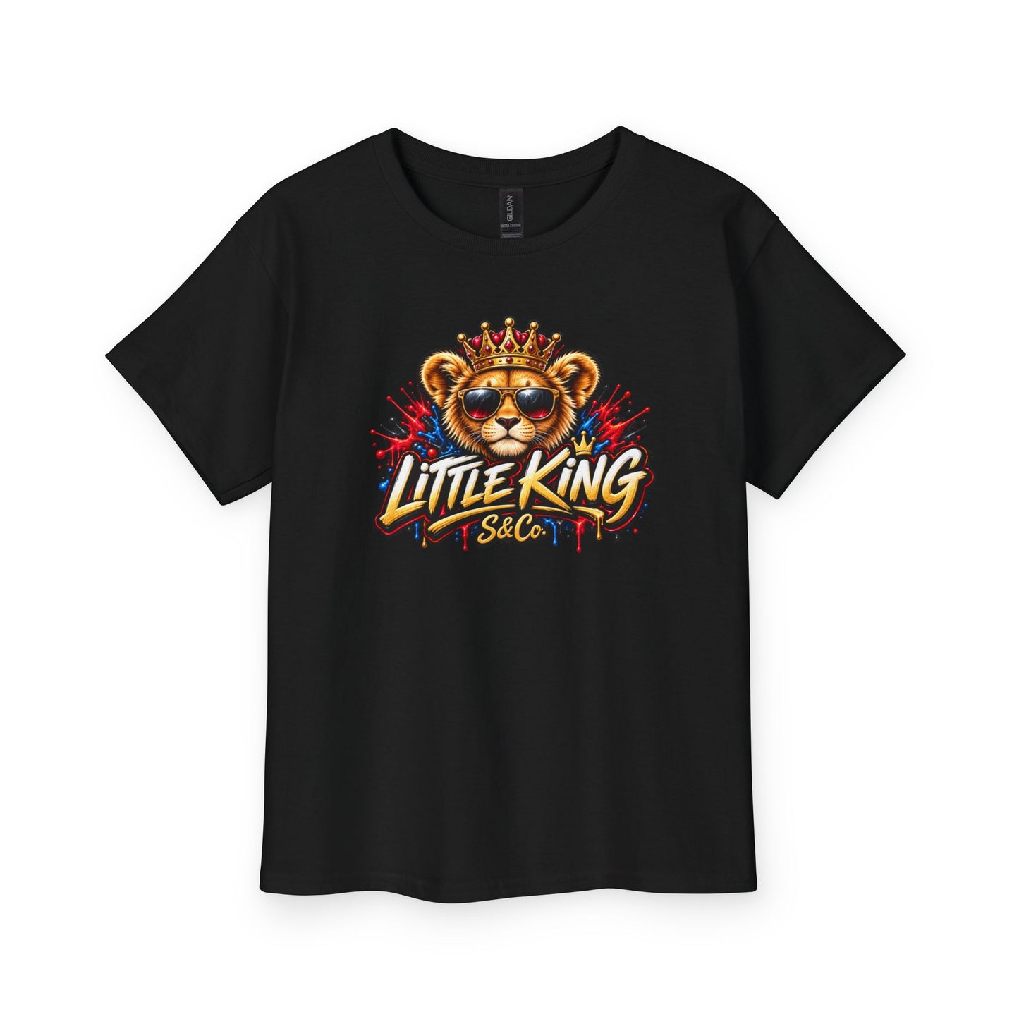 Youth Tee — "Little King" Lion Crown Kids Graphic Shirt
