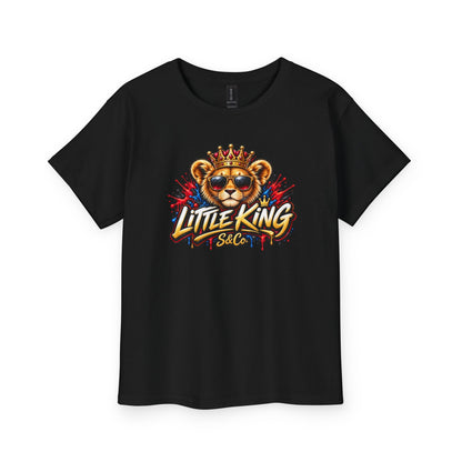 Youth Tee — "Little King" Lion Crown Kids Graphic Shirt