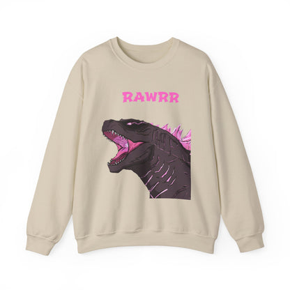 Godzilla 'RAWRR' Graphic Sweatshirt – Pink Neon Monster Crewneck