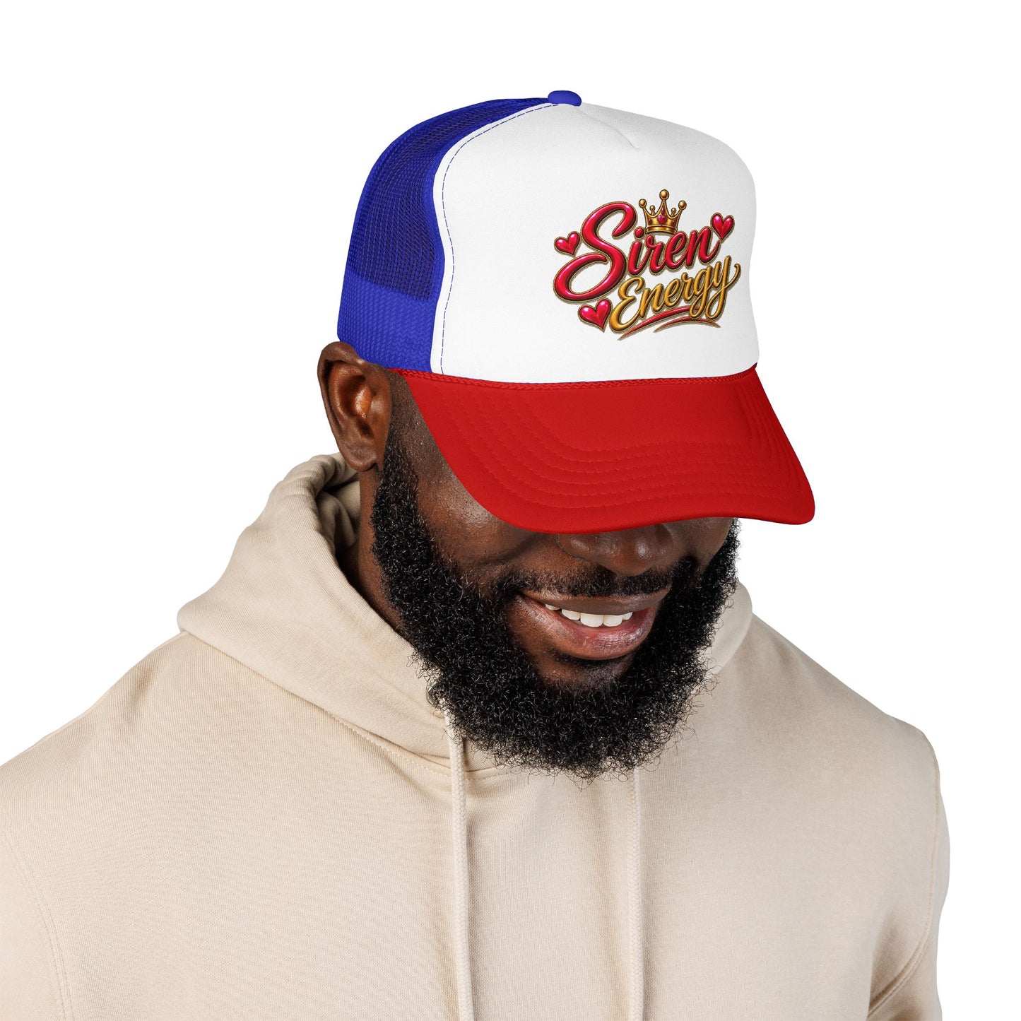 Siren Energy Trucker Hat — Glitter Script Crown Design