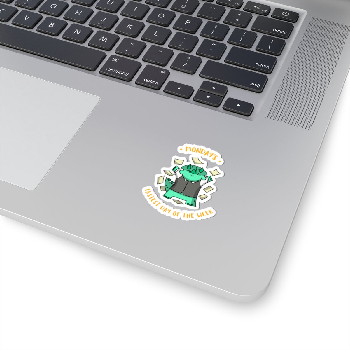 Monday’s Fastest Dino Sticker — Cute Triceratops Money Toss Kiss-Cut Sticker
