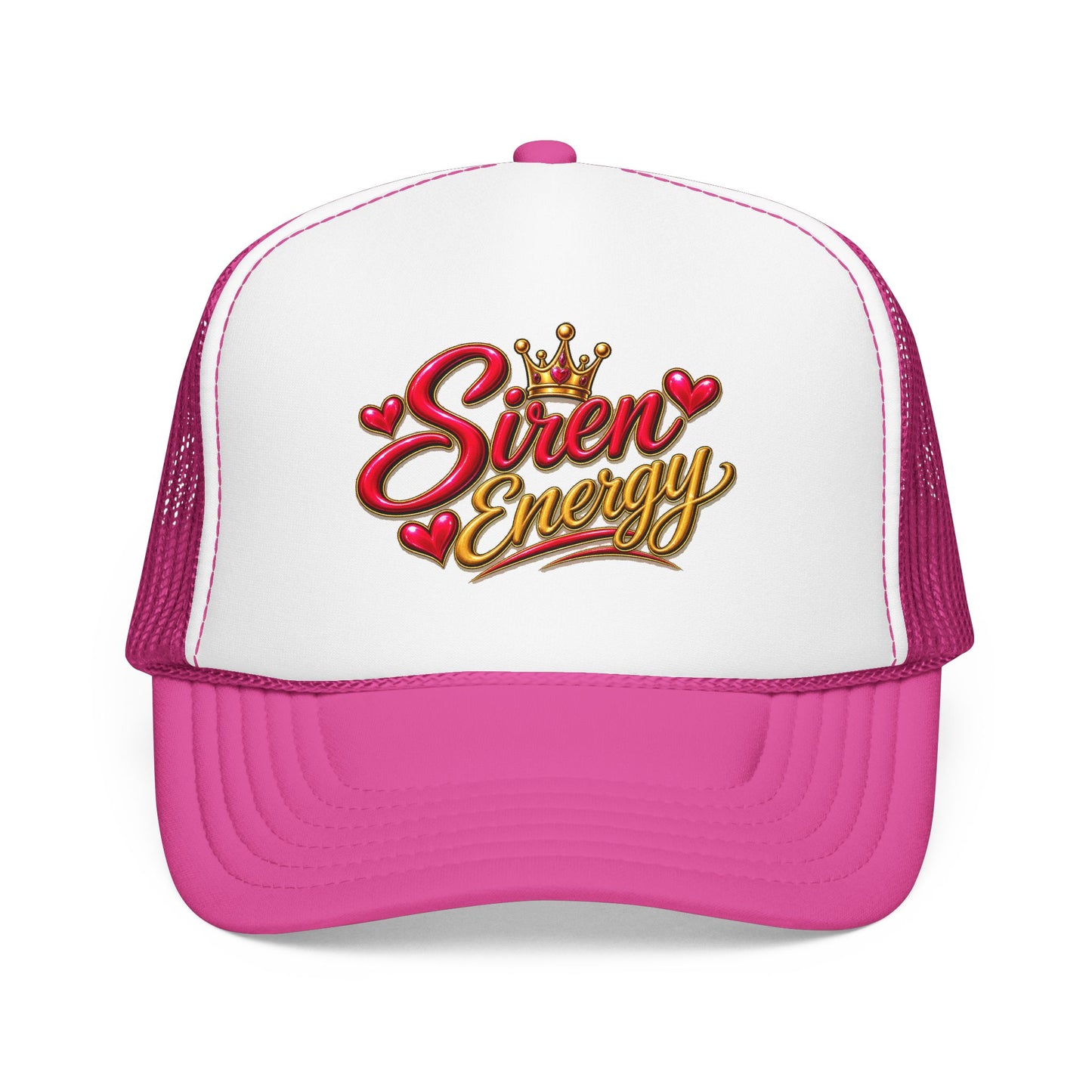Siren Energy Trucker Hat — Glitter Script Crown Design