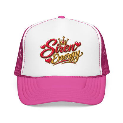Siren Energy Trucker Hat — Glitter Script Crown Design