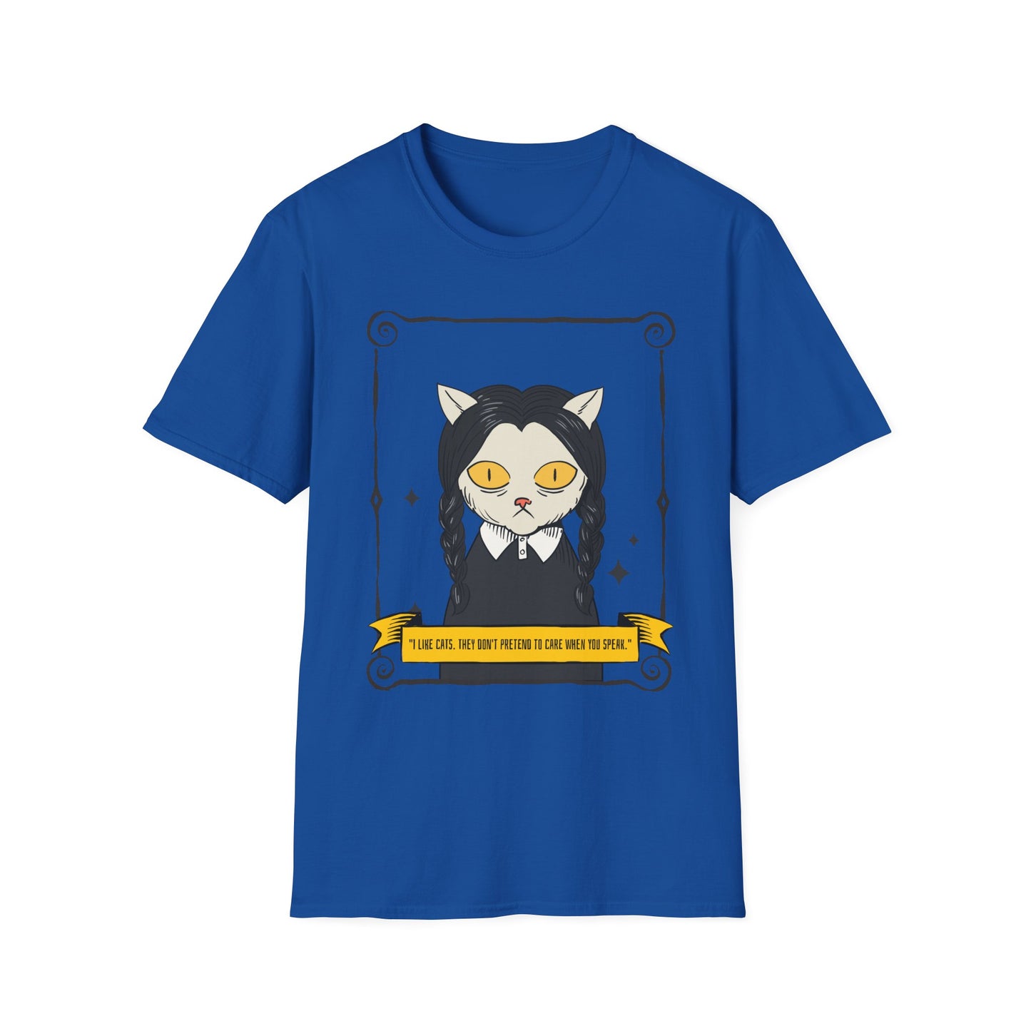 Mystic Cat Witch T‑Shirt — Yellow‑Eyed Wedneday Vibe Graphic Tee