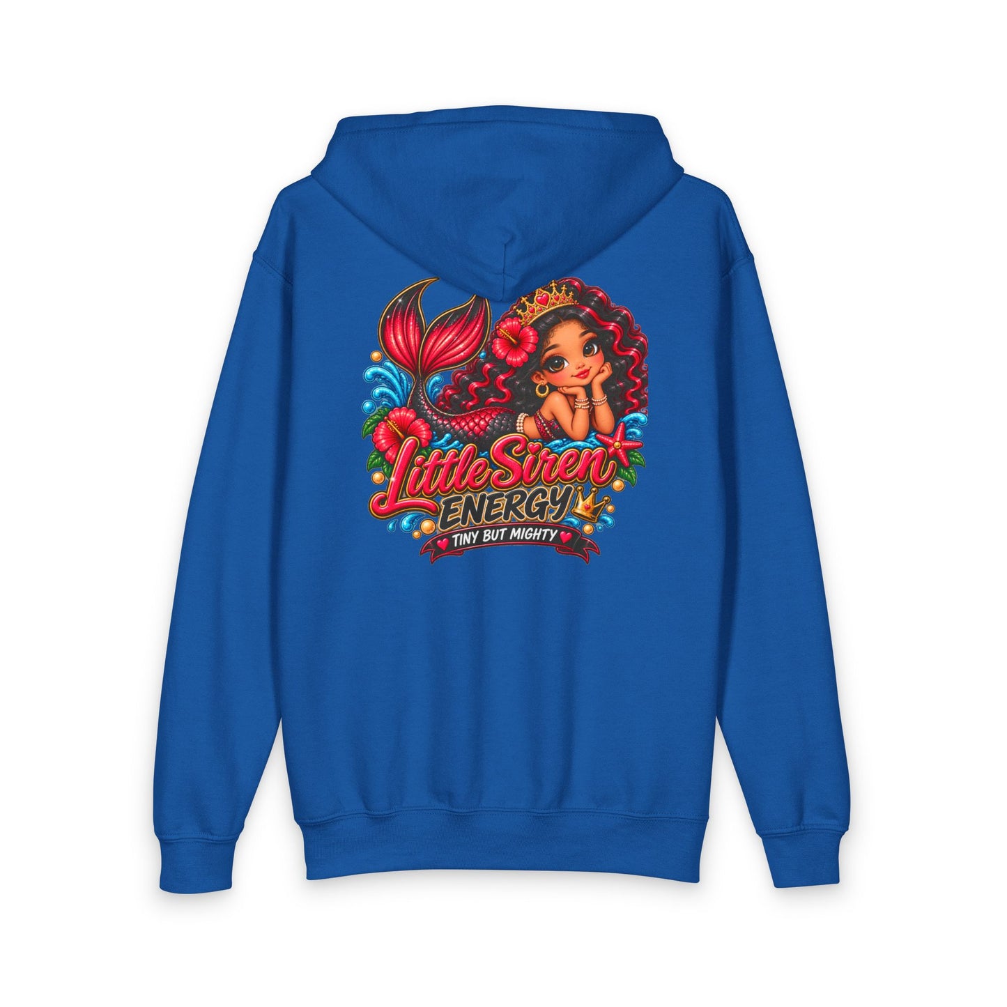 Youth Zipped Hoodie — “Little Siren Energy” Cute Mermaid Graphic