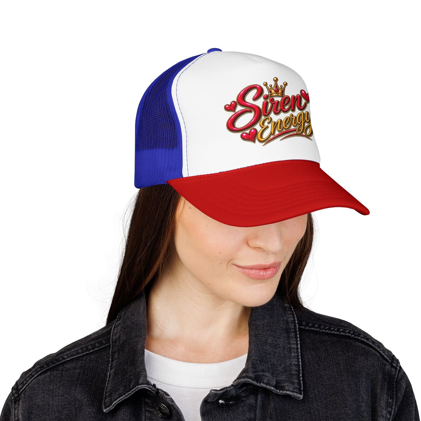 Siren Energy Trucker Hat — Glitter Script Crown Design