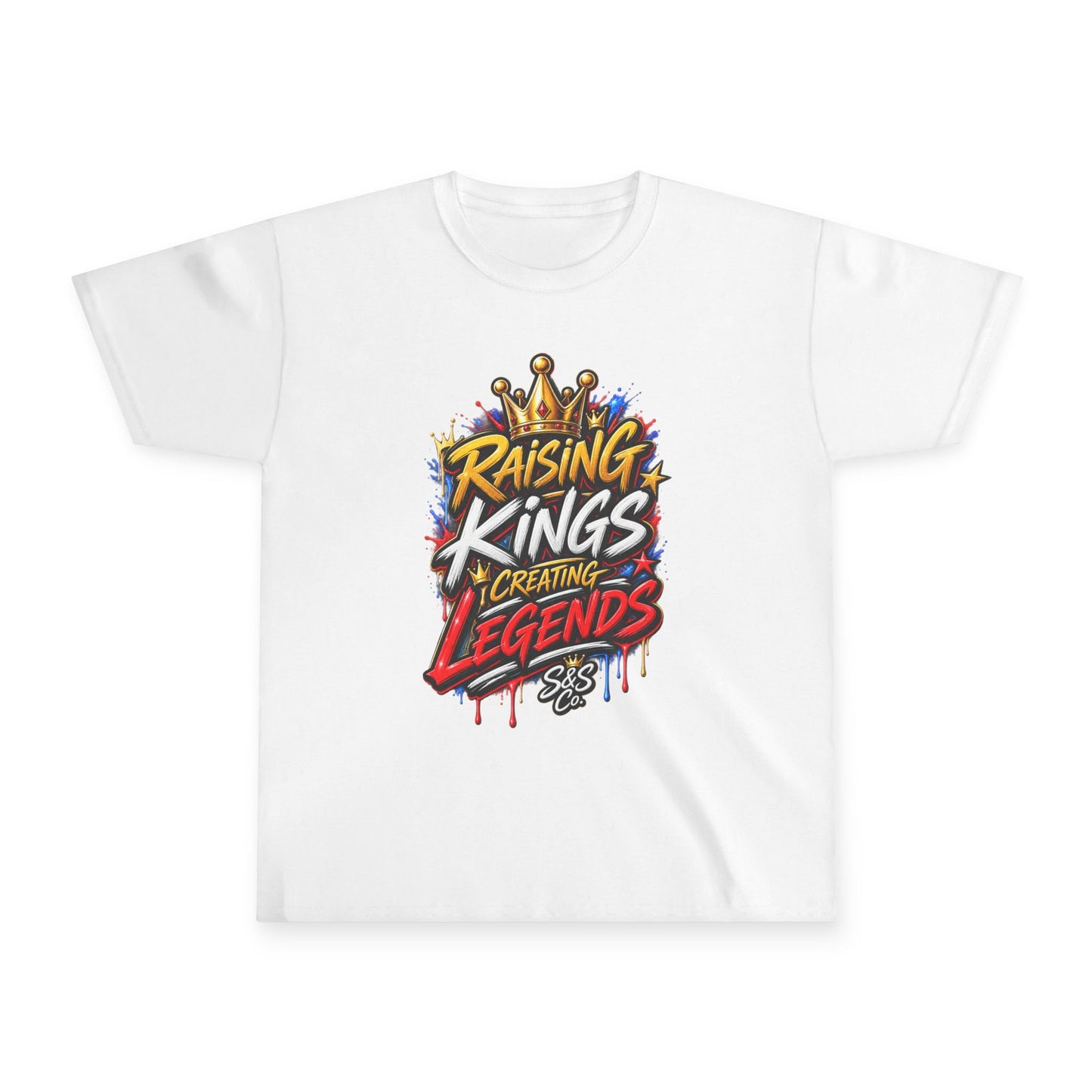Youth T‑Shirt — "Raising Kings Creating Legends" Graphic Tee for Boys (Crown Streetwear)