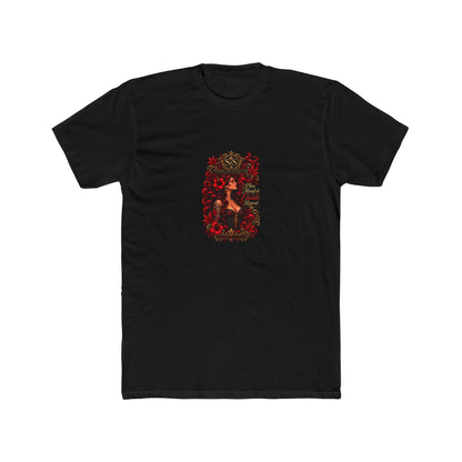 Gothic Siren Graphic Tee — Red Rose Woman Crest T‑Shirt