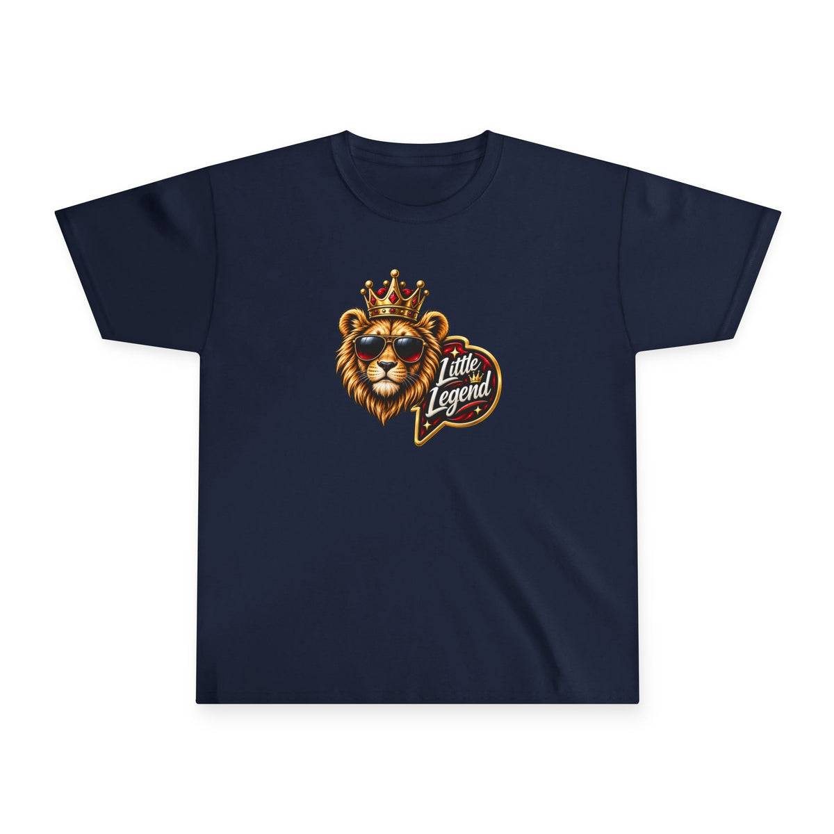 Youth Tee — "Little King" Lion Crown Kids Graphic Shirt