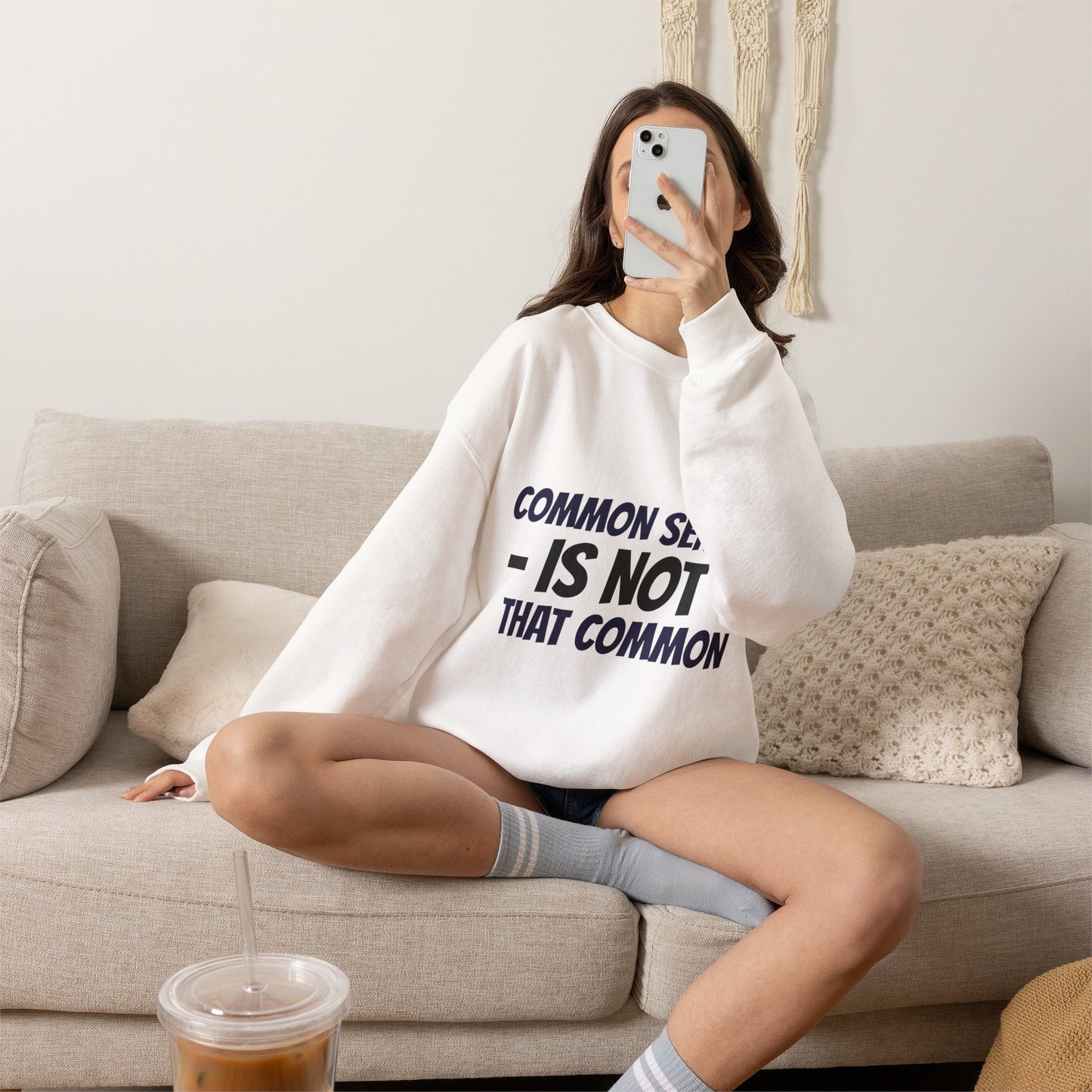 Crewneck Sweatshirt – "Common Sense Is Not That Common" Graphic Pullover