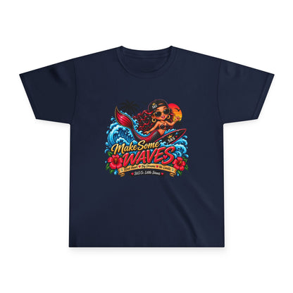 Make Some Waves Youth T‑Shirt — Surf Mermaid Graphic Tee for Kids