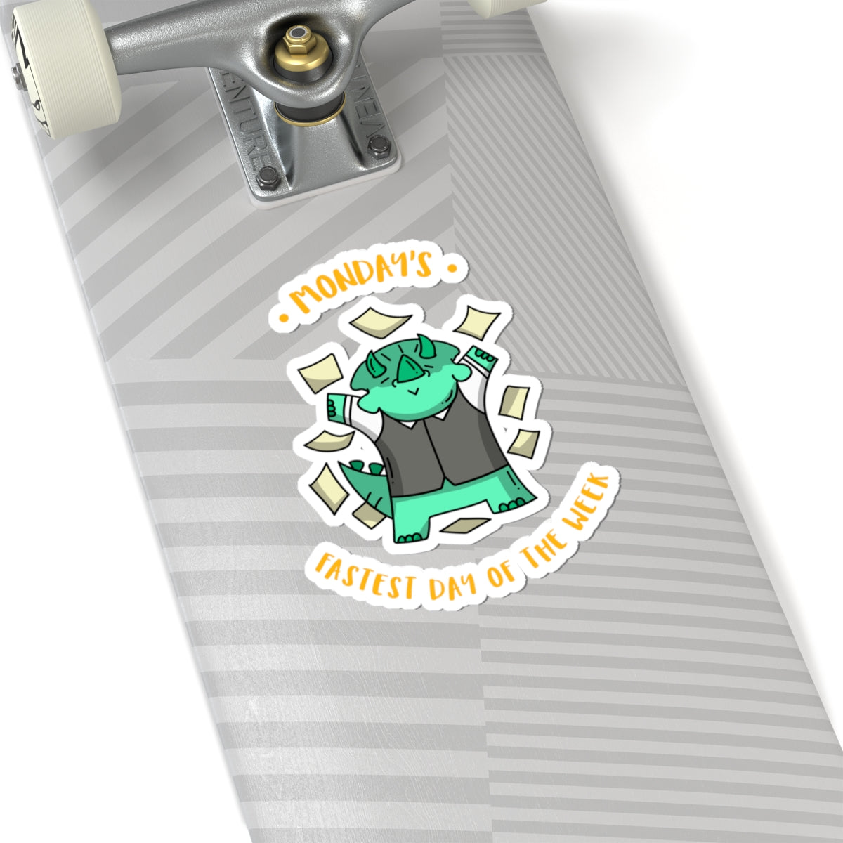 Monday’s Fastest Dino Sticker — Cute Triceratops Money Toss Kiss-Cut Sticker