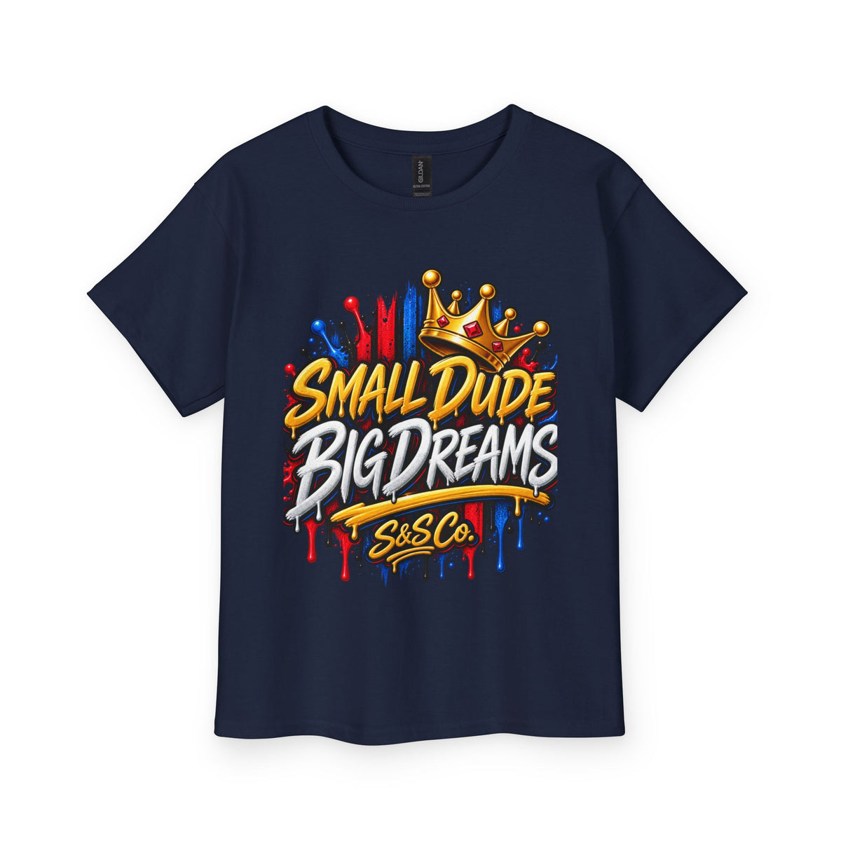 Youth Tee — "Small Dude Big Dreams" Graphic Kids T-Shirt