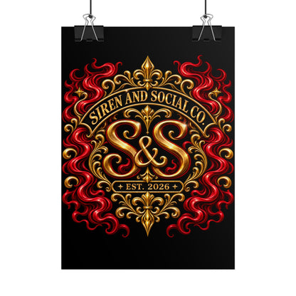Siren and Social Co. Ornate Gold & Red Emblem Poster
