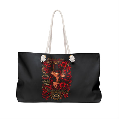 Ember Siren Weekender Bag – Red Floral Goddess Monogram Travel Tote